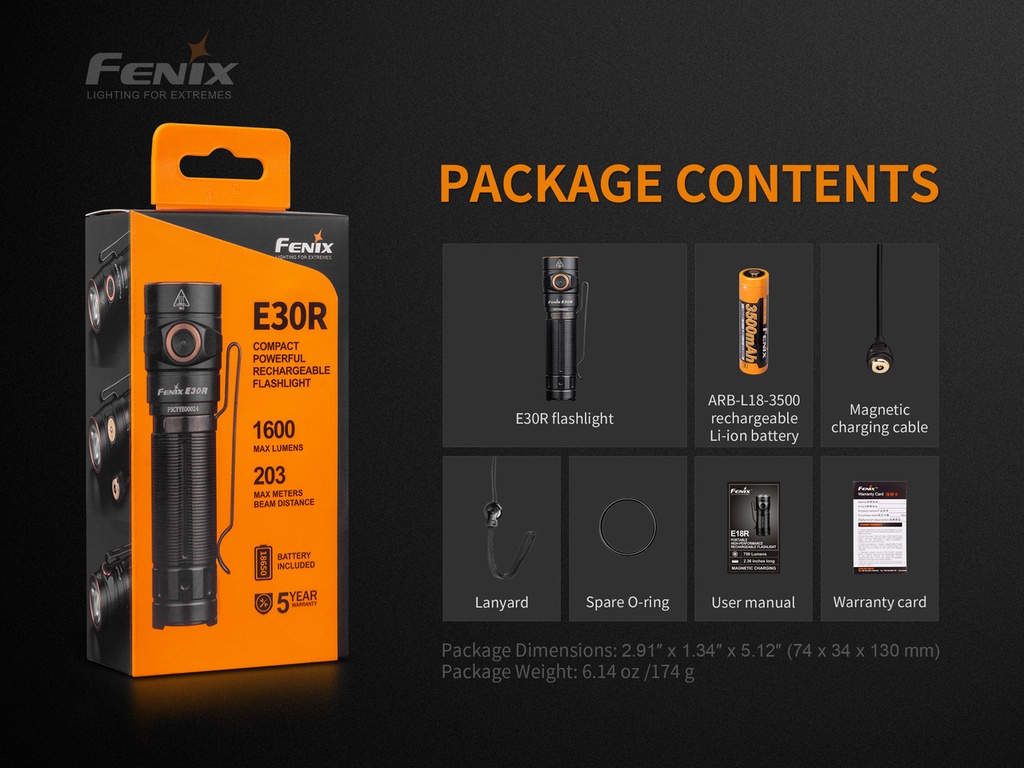 Lampe de poche rechargeable E30R Fenix