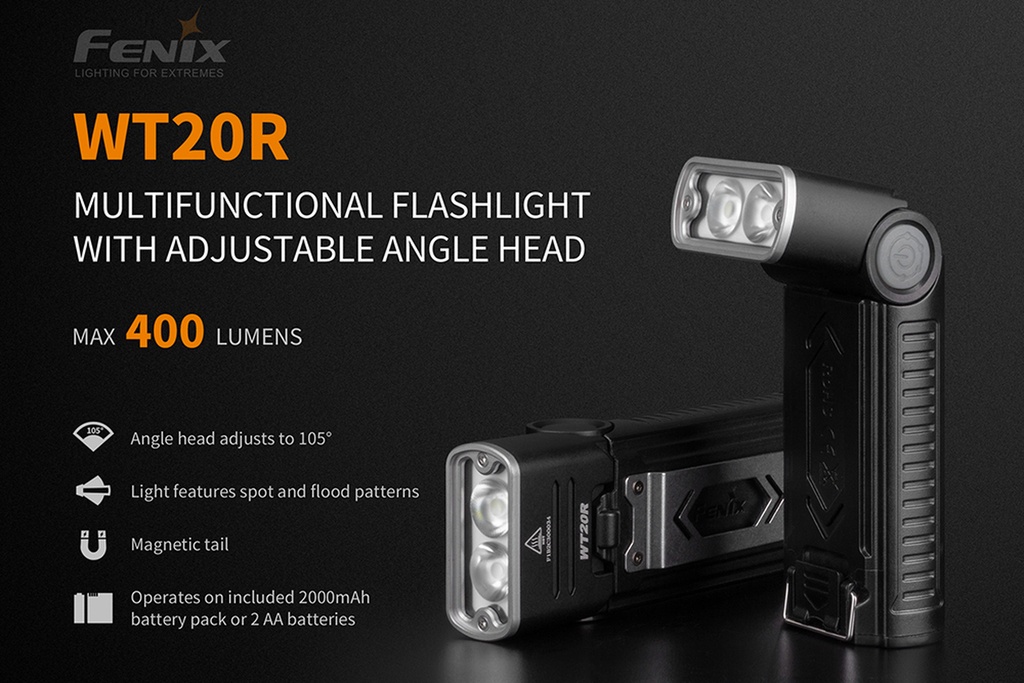 Lampe de poche magnétique à LED avec tête réglable WT20R Fenix