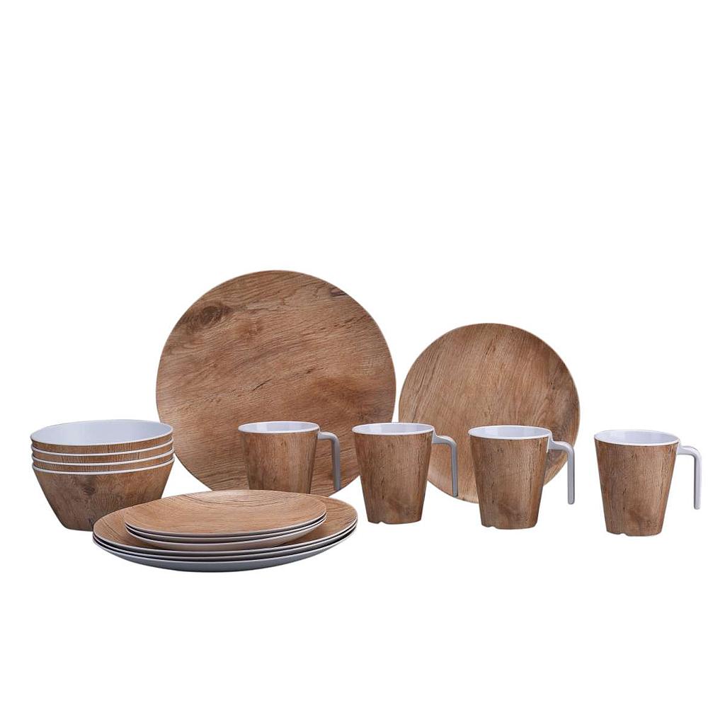 Set de vaisselle 16pcs Nature Line Chêne Gimex