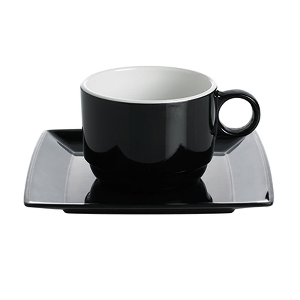 Set de tasses + sous-tasses noires Gimex