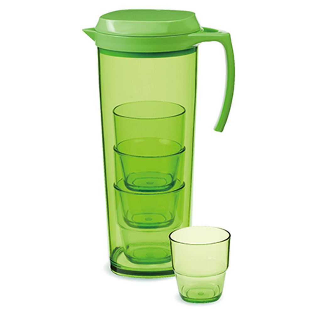 Carafe avec 4 verres vert Gimex