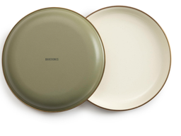 [CKW-1028] Small Plate Enamel 2-tone Set 2 PCS Olive Barebones